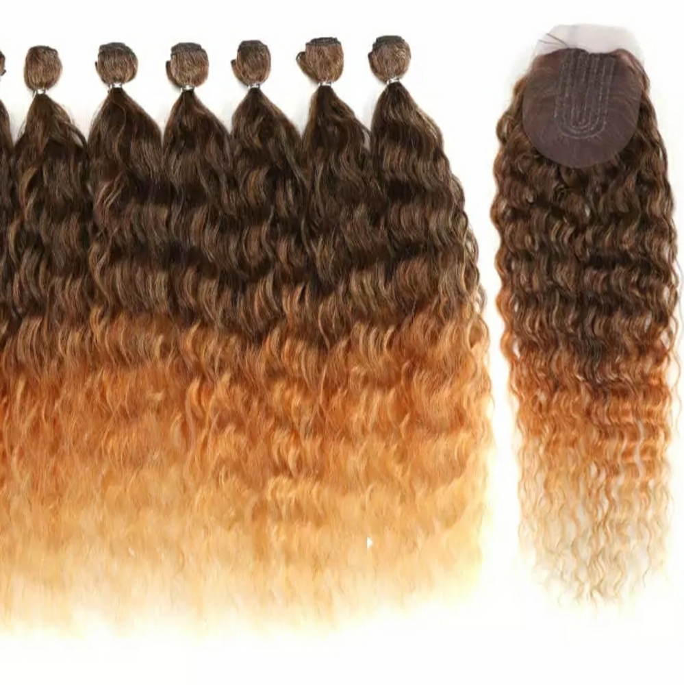 20"_ 9pcs/pack Water Wave Hair Bundles with Closur